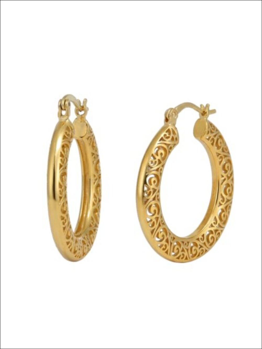 14K Gold Plated Large Hoop Earrings 35mm Latch Back Women Jewelry Gift